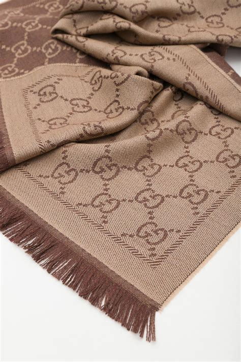 gucci jacquard pattern knit scarf|gg jacquard wool silk scarf.